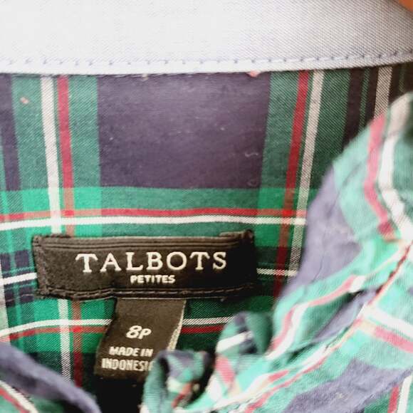 Talbots plaid ruffled button down size 8P - Picture 7 of 7